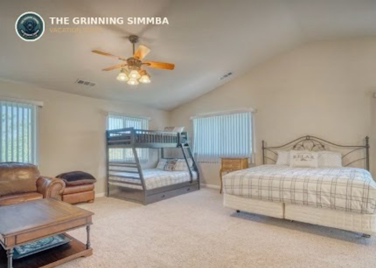 Spacious family suite with queen bed and bunk bed